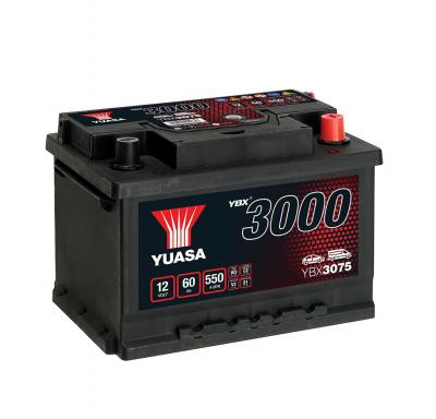 Yuasa SMF YBX3075 akkumulátor, 12V 60Ah 550A J+ EU, alacsony